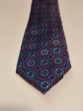 Joseph Abboud Silk Tie - Navy Blue & Burgundy